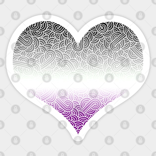 Ombré asexuality colours and white swirls doodles heart Sticker by Savousepate